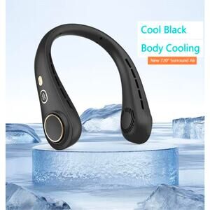 Portable Neck Fan, Bladeless Hands-free Wearable Cooling Fan- BLACK